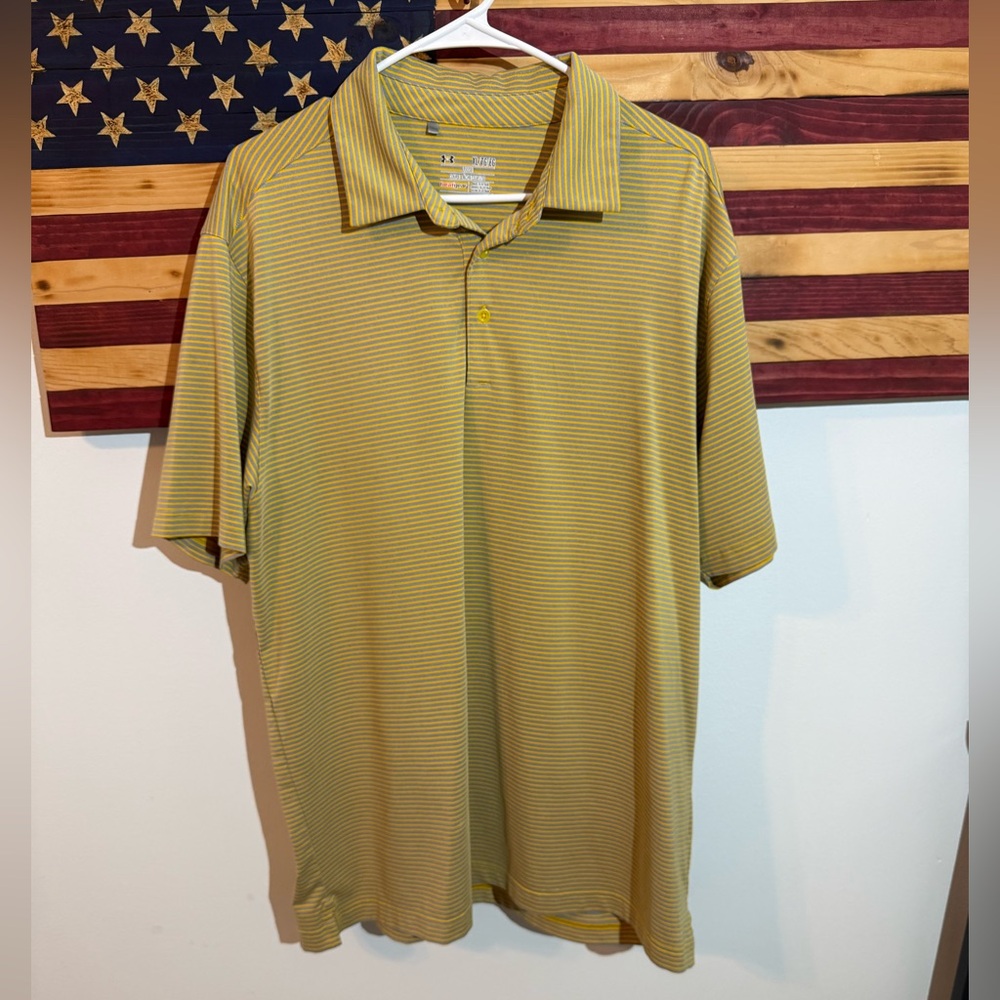 Under Armour Yellow and Gray Striped Tee